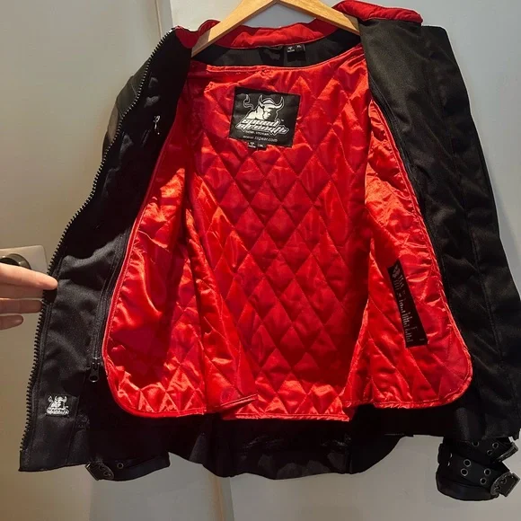 NEW Black Armoured Embroidered Women's Motorcycle Jacket Size M - Picture 3 of 5